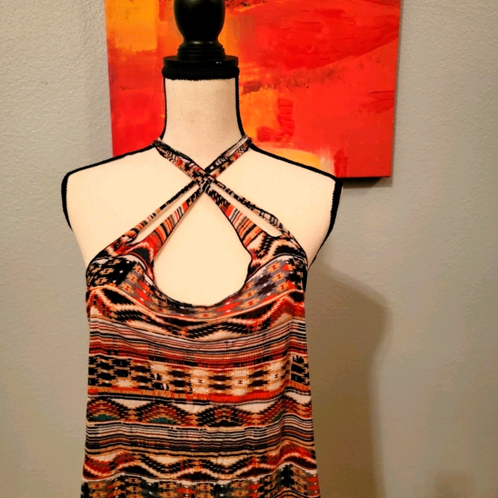 Lily White Cross strap Tribal Tank